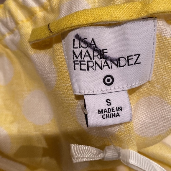 Lisa Marie Fernandez yellow and white polka dot ruffle shoulder dress - Picture 7 of 8
